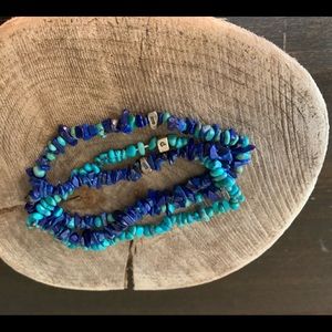 Carolyn Pollack Relios 3 strand Turquoise and Blue Sterling Silver Bracelet